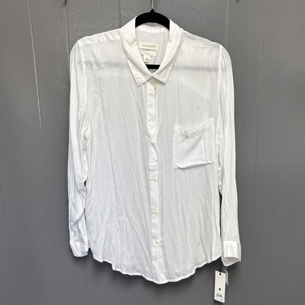 Treasure & Bond White Casual Button Down Shirt